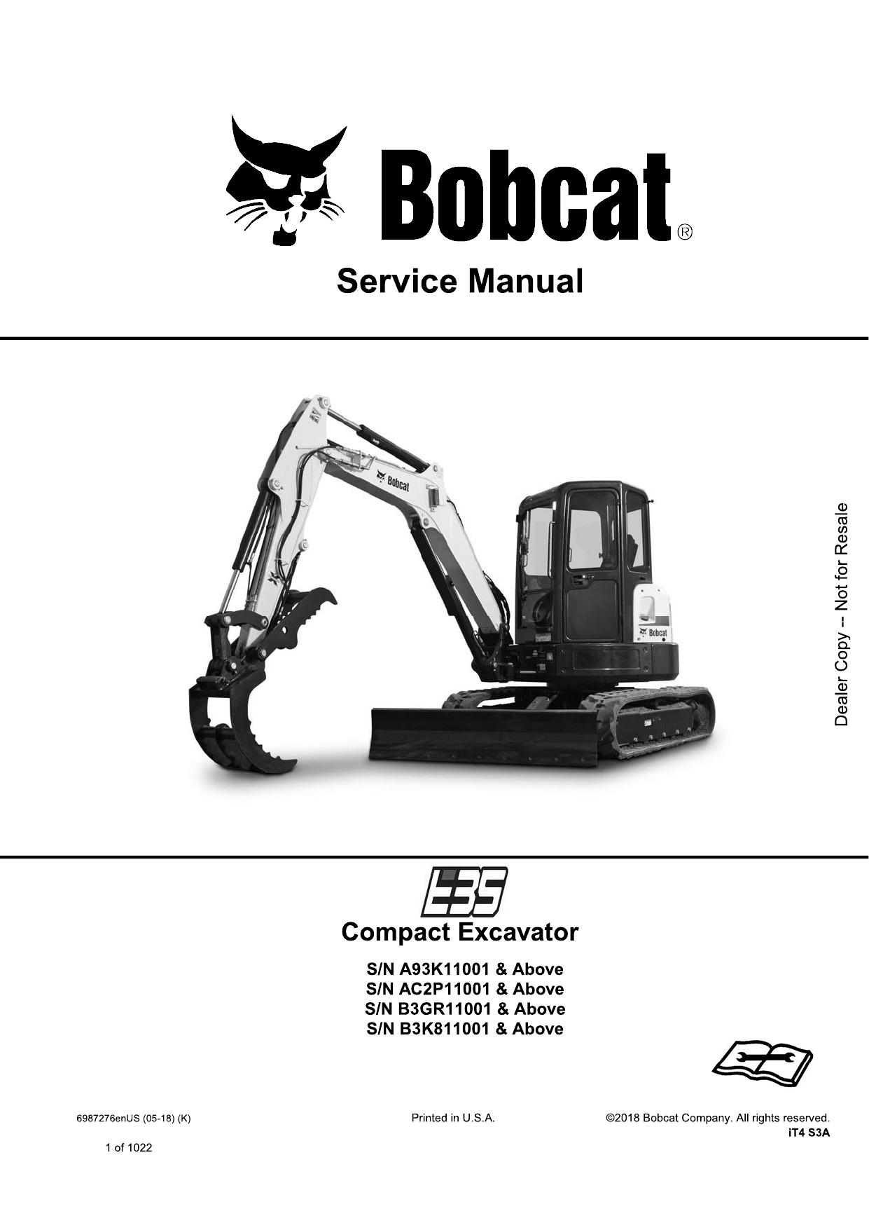 E35 Compact Excavator Service Manual Bobcat